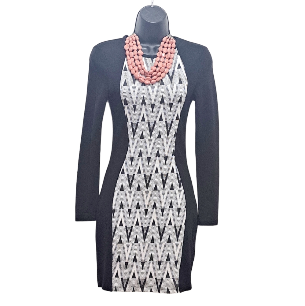Divided By H&M Black And White Bodycon Dress Women's Size 2 Stretch Fitted